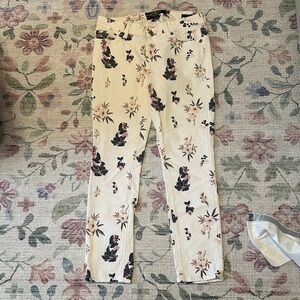 Lucky Brand Floral Ankle Jeans - Cream and Black